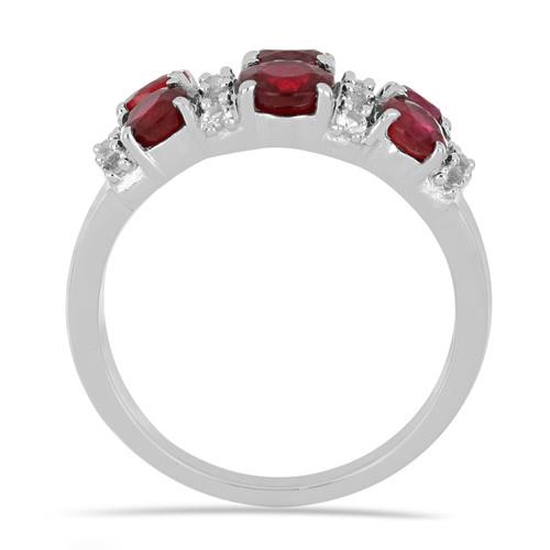 BUY GLASS FILLED RUBY GEMSTONE RING IN STERLING SILVER